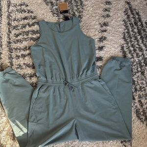 NWT The North Face Green/blu Never Stop Wearing Cinched Waist Jumpsuit Women M